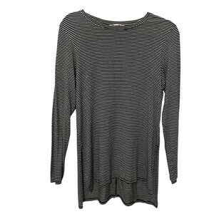 Athleta Black White Striped Hi-Lo Long Sleeve Tunic Top Women's Medium